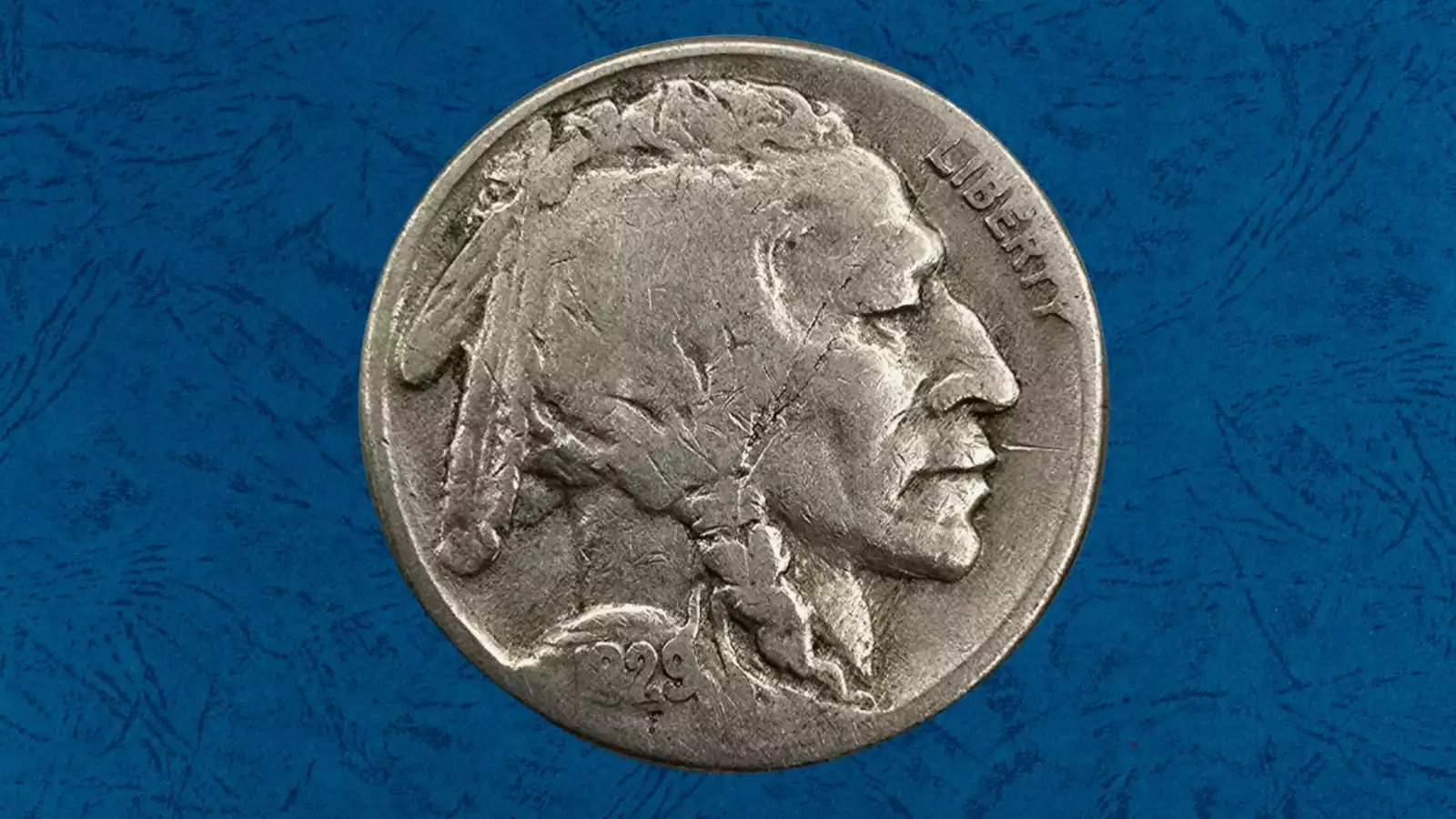 1929 Buffalo Nickel lamination error showing peeling or flaking metal surface caused by impurities in the coin's alloy